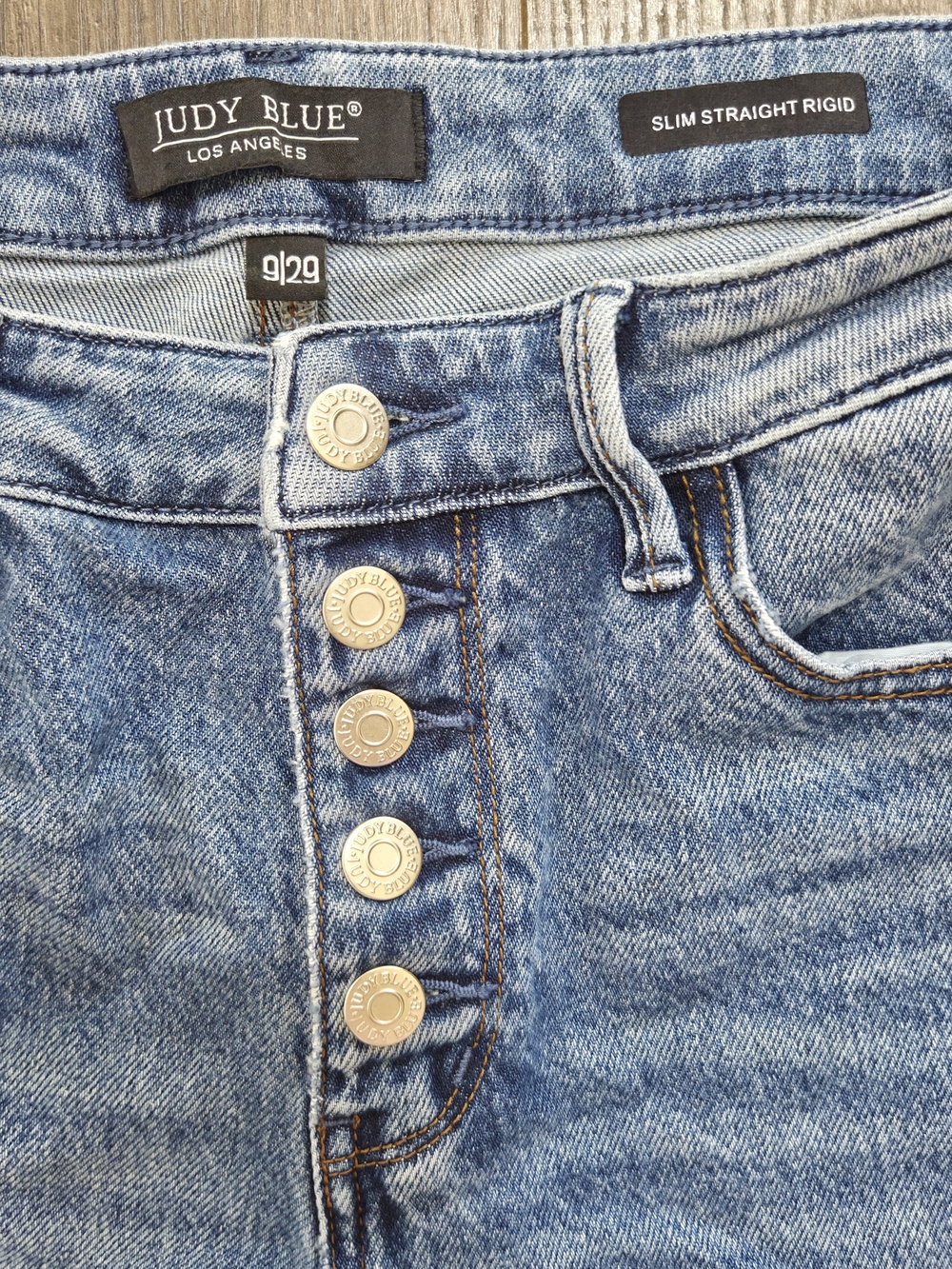 Judy Blue Light Wash Straight Leg Jeans with Button Fly - Picture 2 of 4